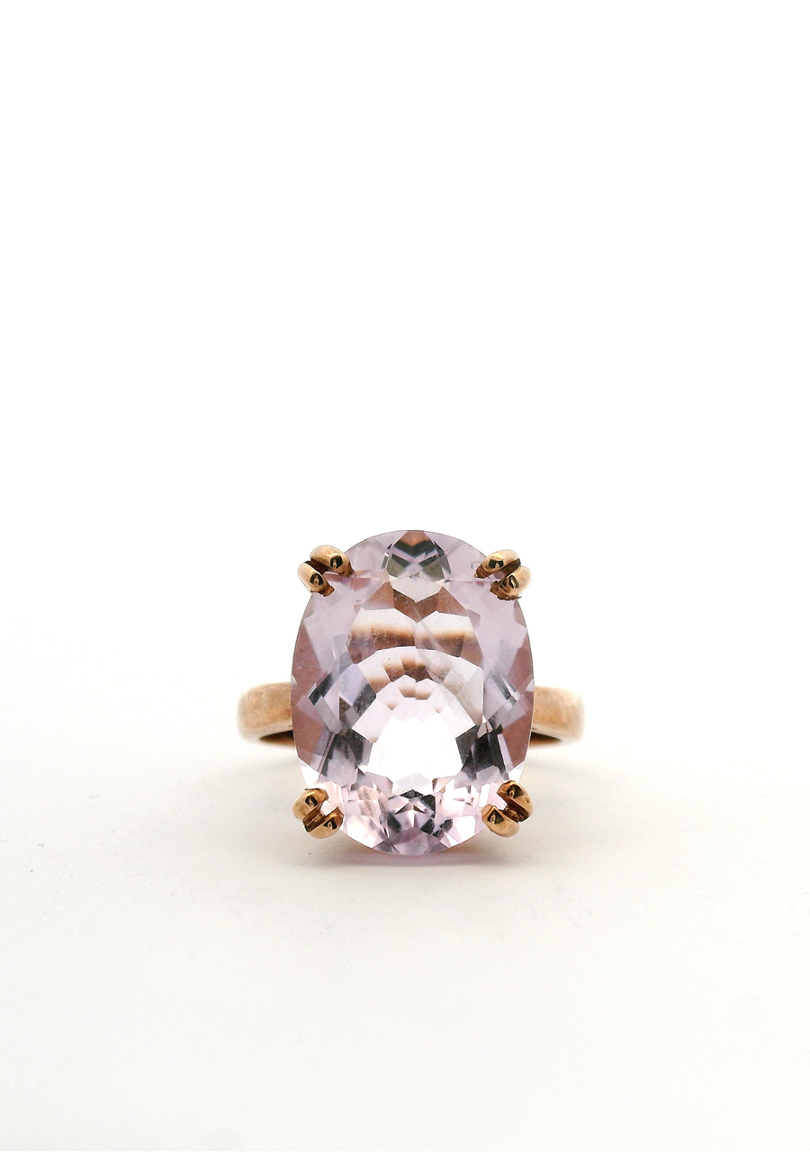 9ct Rose Gold Amethyst Double Claw Solitaire Ring