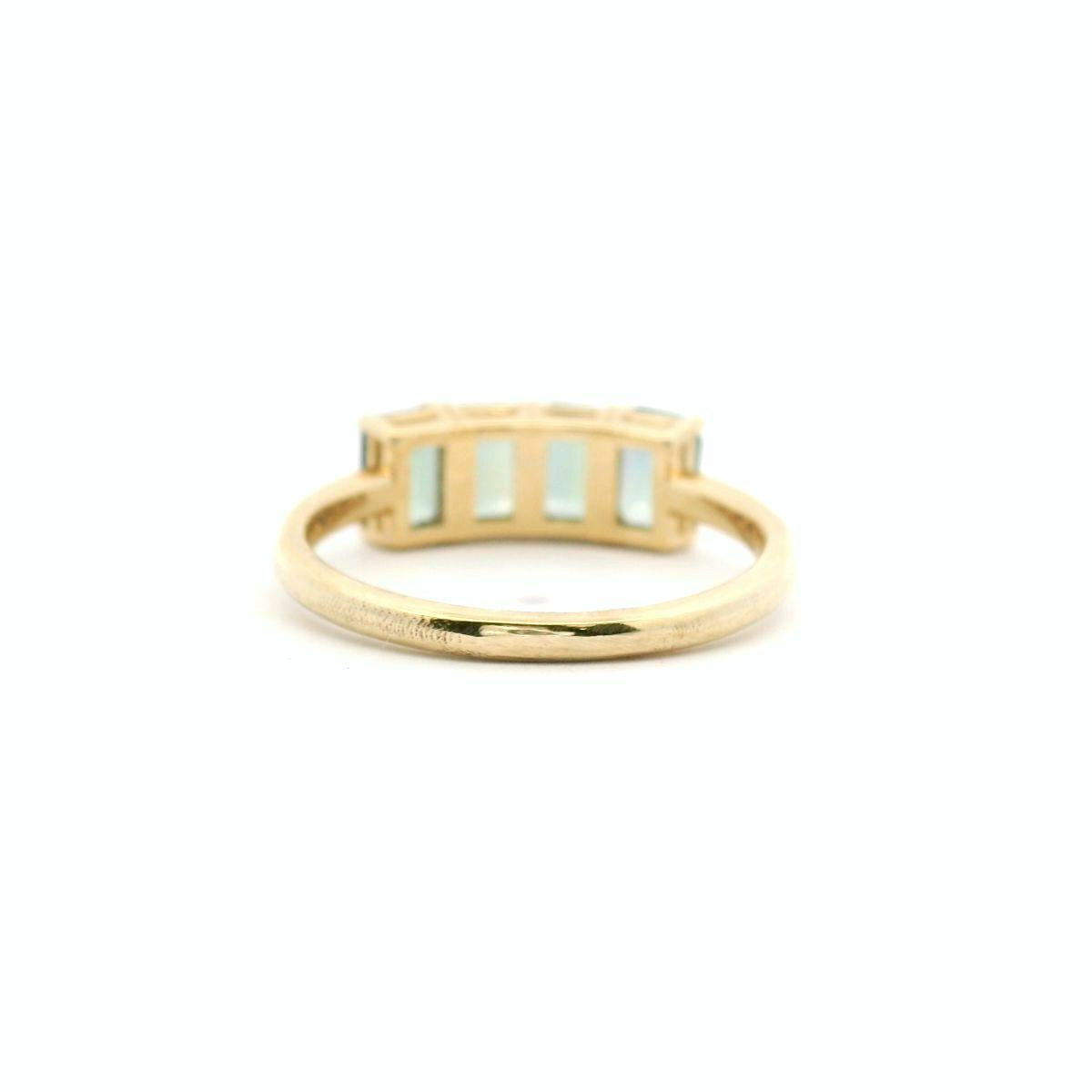 Green Sapphire 9k Yellow Gold Four Stone Emerald Cut Ring