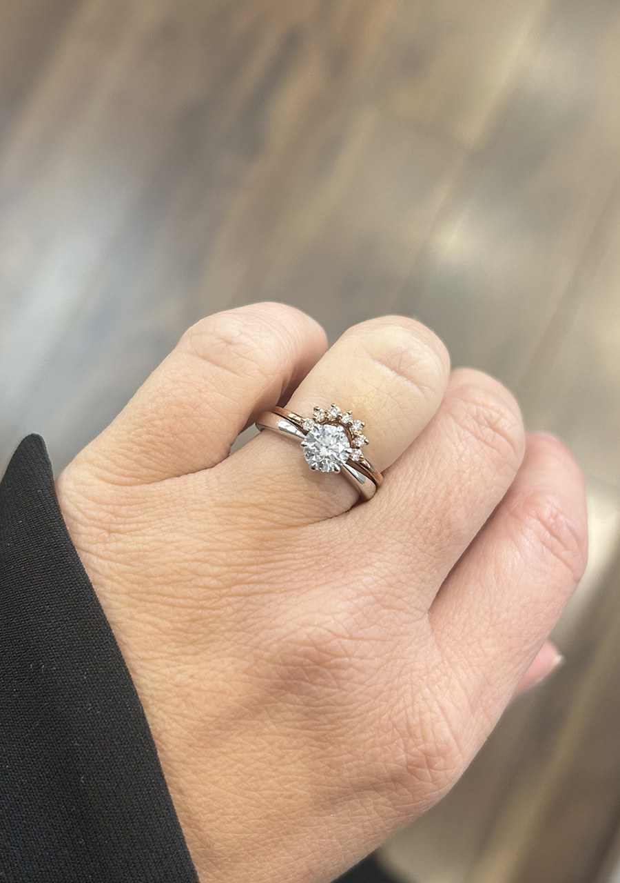 9ct Rose Gold Diamond Arch Wedding Ring