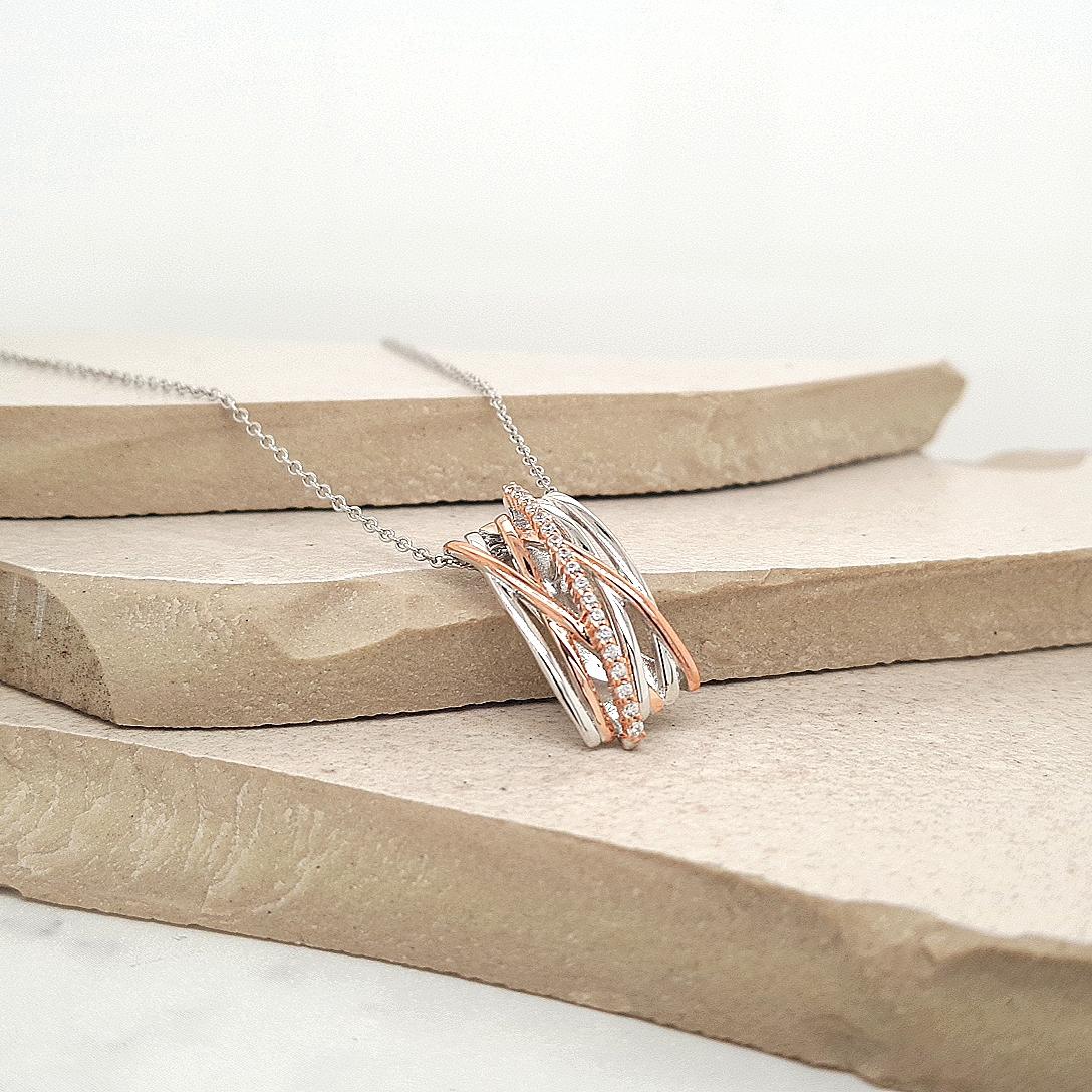 Rose Gold Plated CZ Pendant Necklace