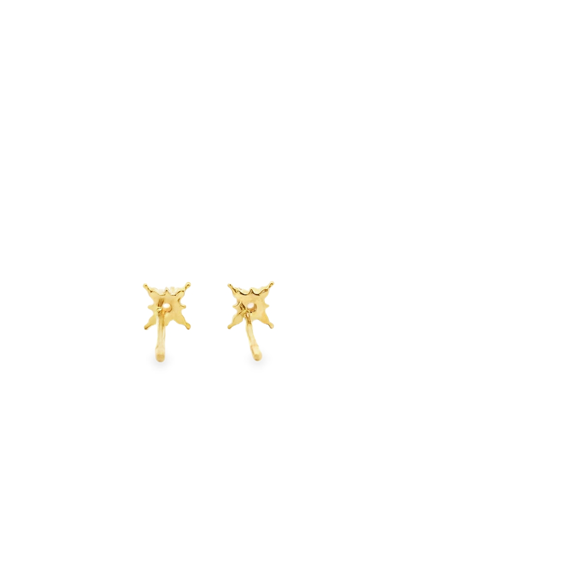 Opal & White Sapphire 14k Yellow Gold Star Stud Earrings