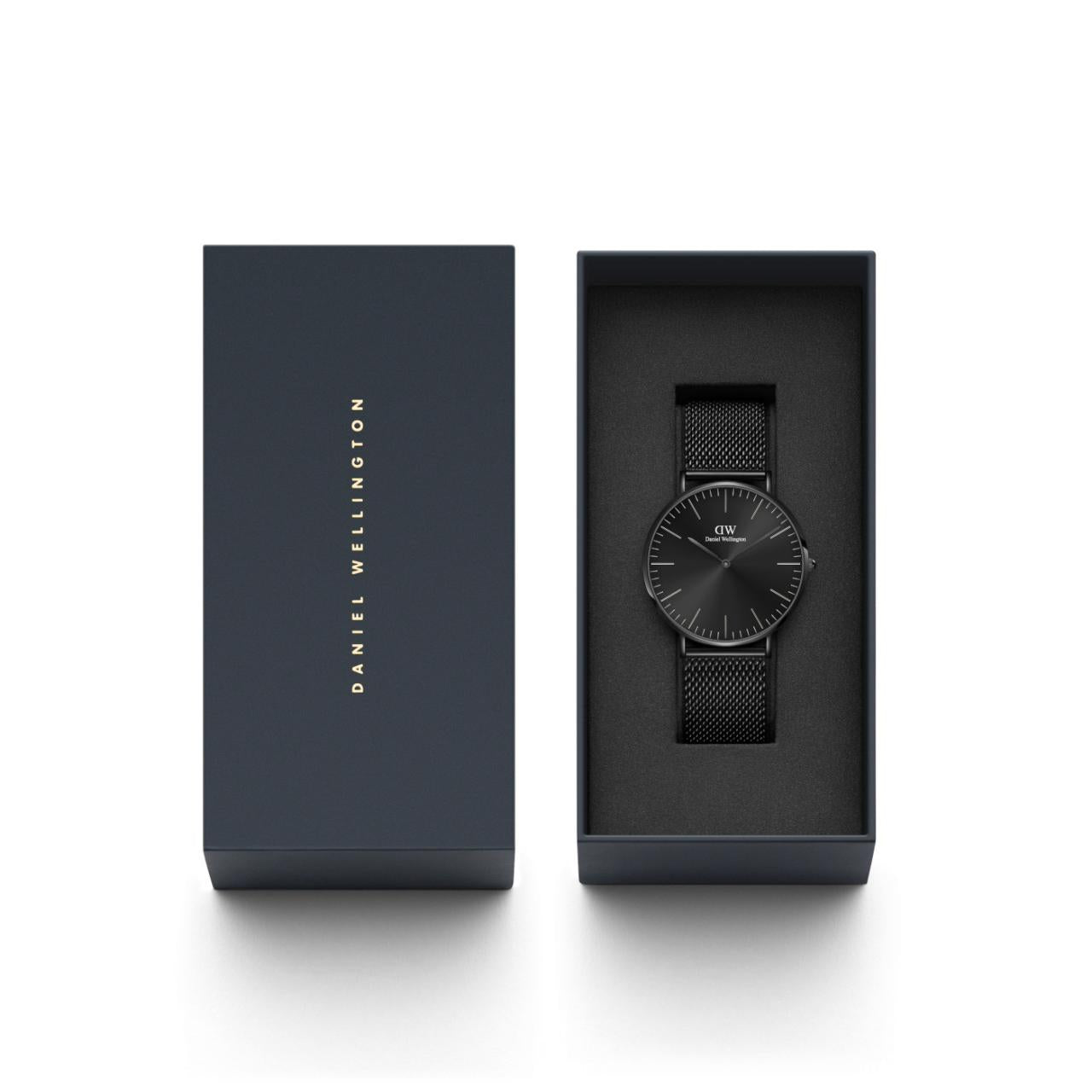 Daniel Wellington 40mm Ashfield Black Onyx Mesh Strap Watch Code: DW00100632