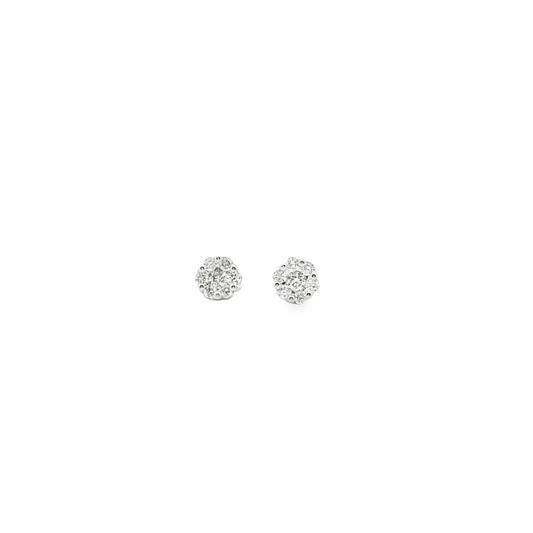 Diamond 9ct Yellow Gold Cluster Stud Earrings