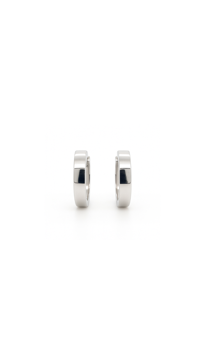 Rectangle Tube Hoop Earrings in 9ct White Gold