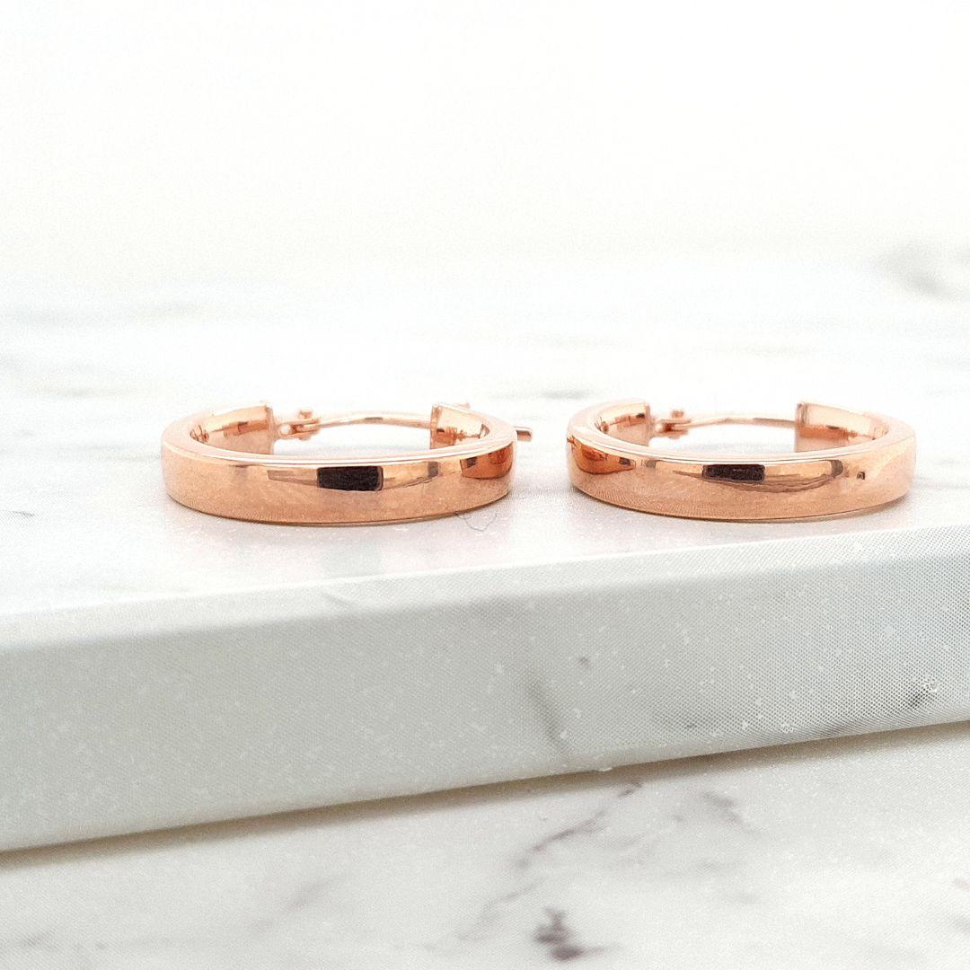 9ct Rose Gold Hollow Rectangle Tube Hoop Earrings