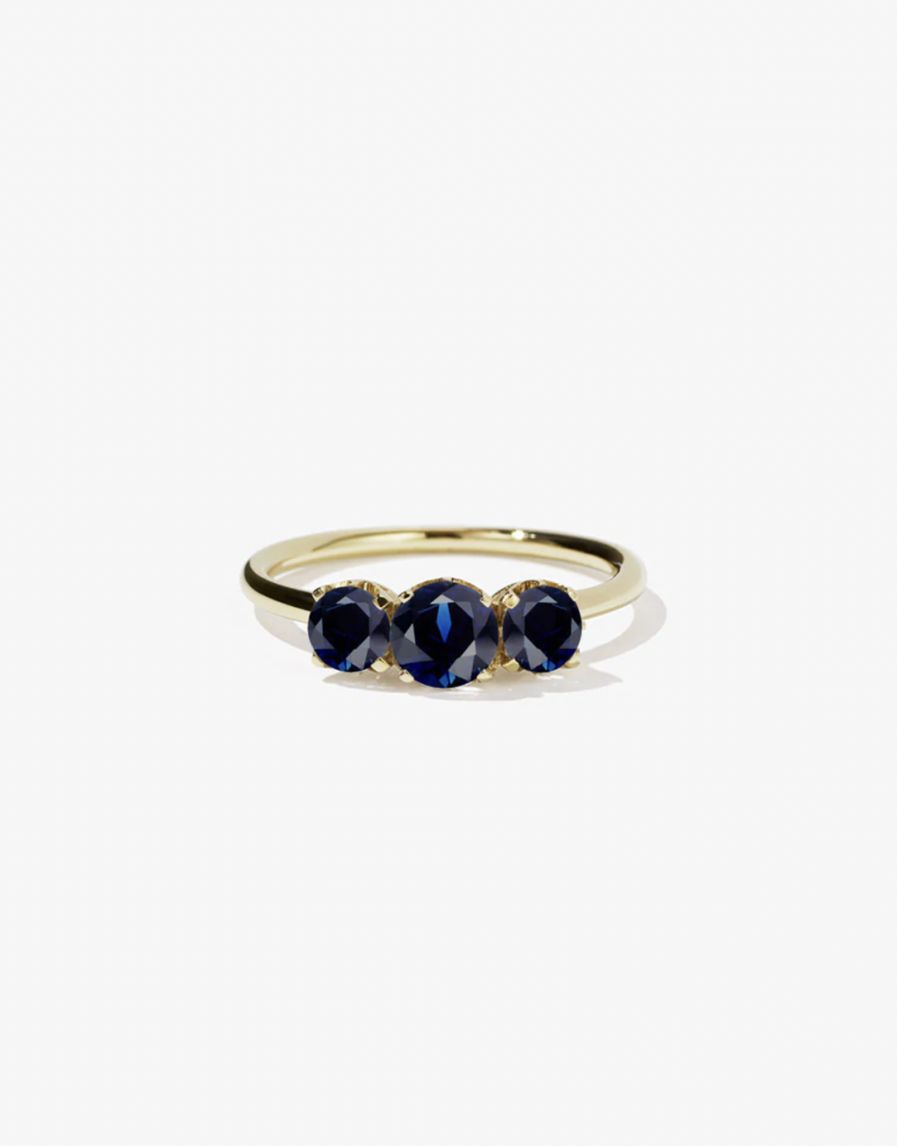 Meadowlark Signature 3 Stone Ring 9k Yellow Gold With Midnight Sapphires