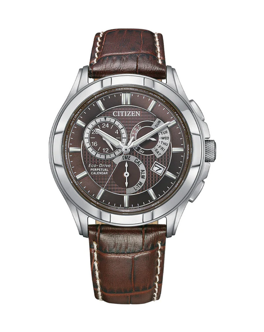 Citizen Gents Stainless Steel Eco-Drive 100m WR Watch with Brown Leather Strap  Code: bl8160-07x
