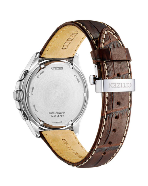 Citizen Gents Stainless Steel Eco-Drive 100m WR Watch with Brown Leather Strap  Code: bl8160-07x