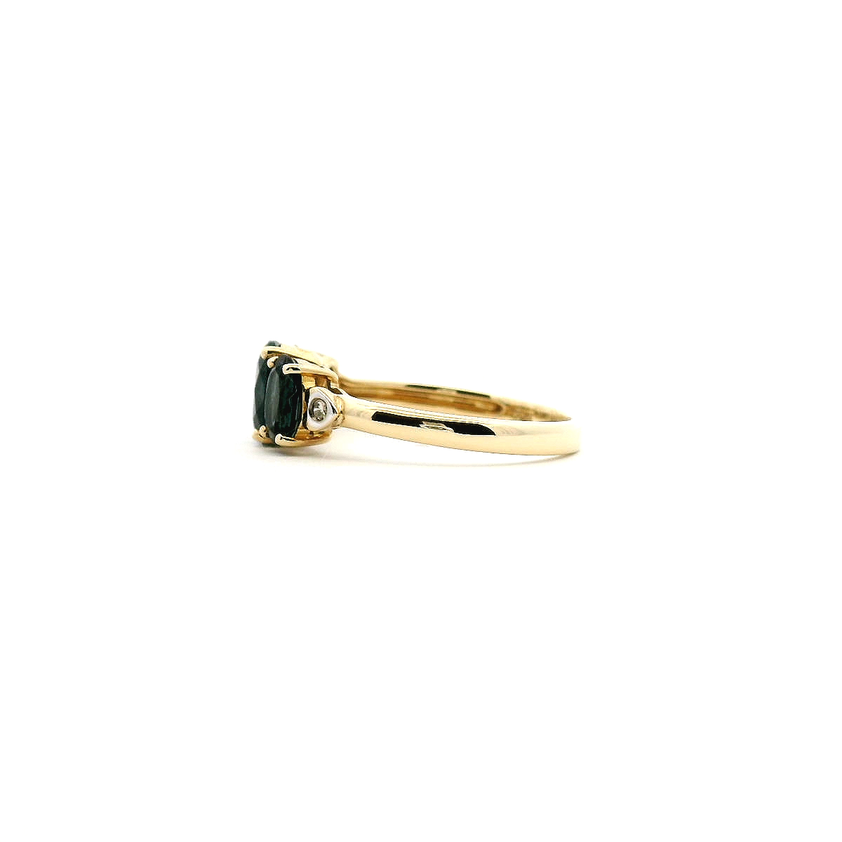 London Blue Topaz & Diamond 9k Yellow Gold Ring