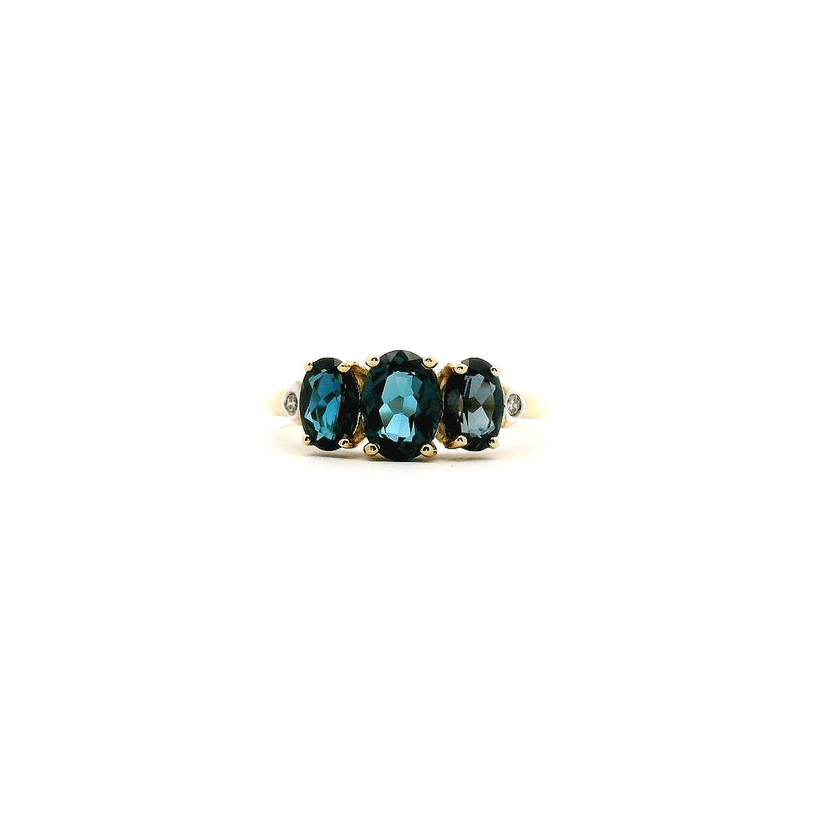 London Blue Topaz & Diamond 9k Yellow Gold Ring