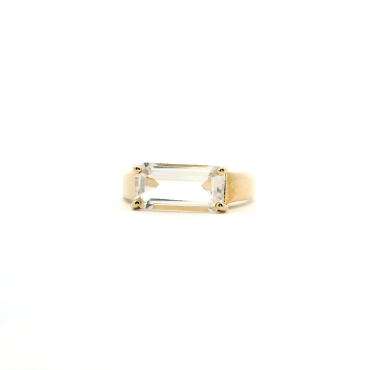 Clear Quartz 9ct Yellow Gold East West Ring