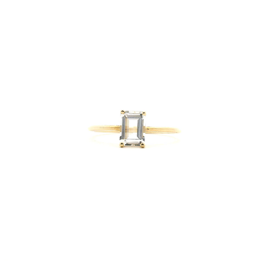 Clear Quartz 9ct Yellow Gold Emerald Cut Ring