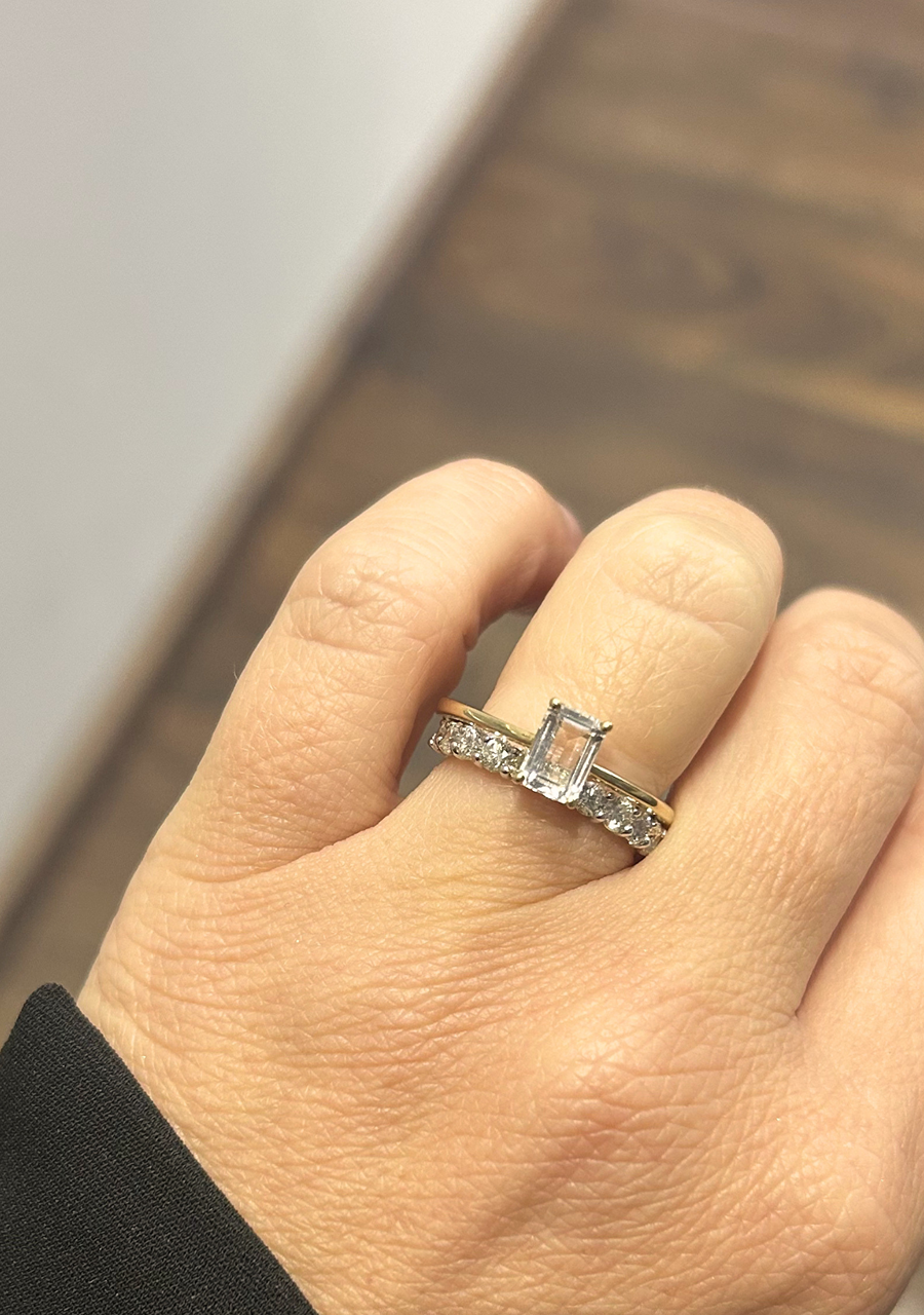 9ct Yellow Gold Clear Quartz Emerald Cut Ring