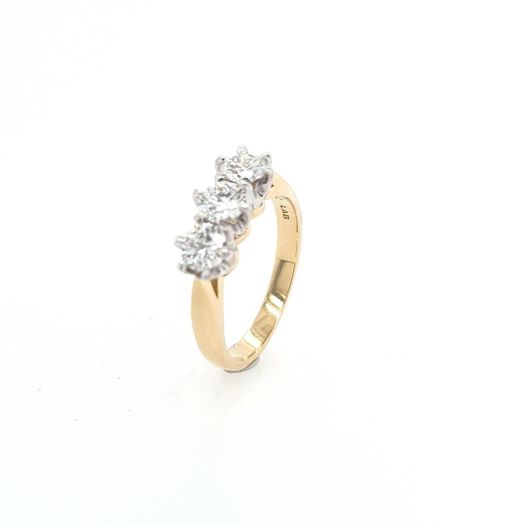 Lab Grown Diamond 18k Yellow & White Gold Three Stone Ring