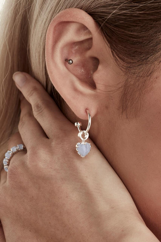Stolen Girlfriends Club Sterling Silver Blue Lace Agate Love Anchor Earrings