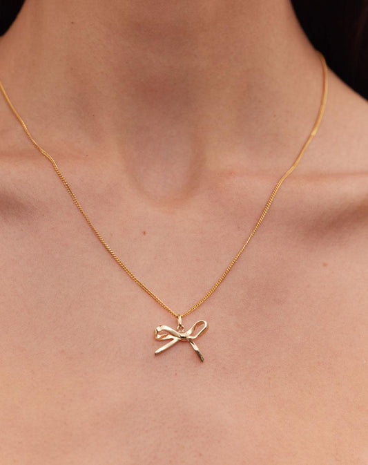 Meadowlark Gold Plated Small Bow Charm Necklace