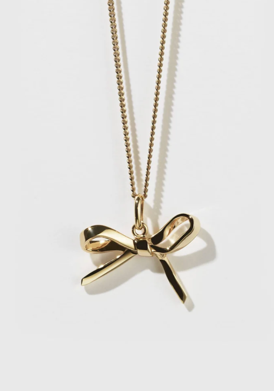 Meadowlark Gold Plated Small Bow Charm Necklace