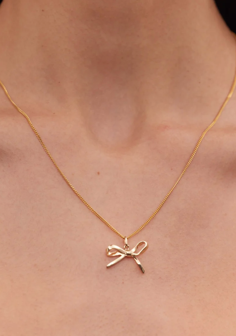Meadowlark Gold Plated Small Bow Charm Necklace