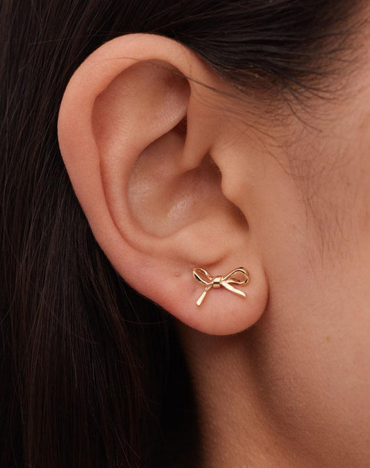 Meadowlark Gold Plated Small Bow Earrings