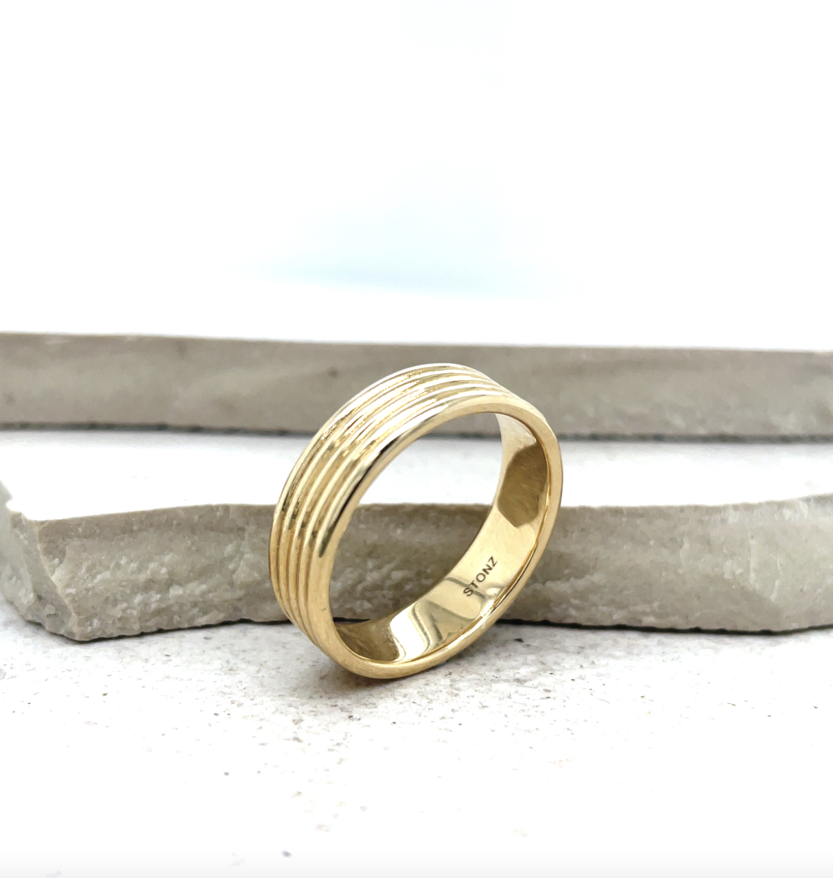 9ct Yellow Gold Five Band 6mm Ring