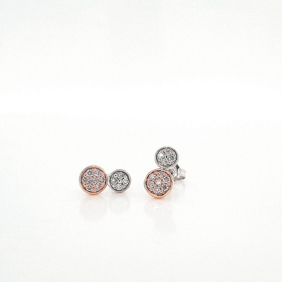 Pink Diamond & White Diamond 9k Rose & White Gold Stud Earrings