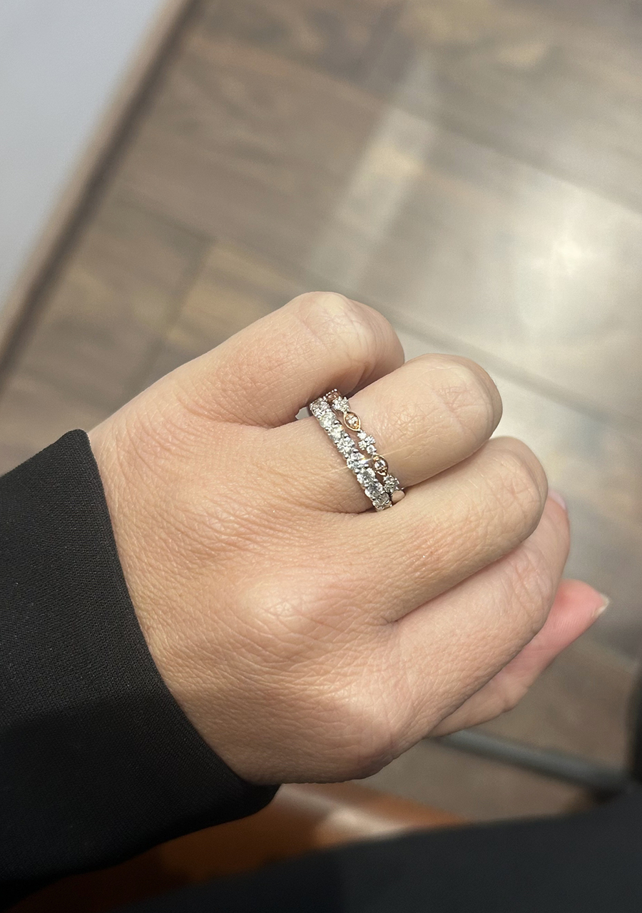 Pink Diamond & White Diamond 9k White & Rose Gold Ring