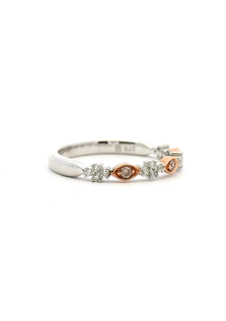 Pink Diamond & White Diamond 9k White & Rose Gold Ring