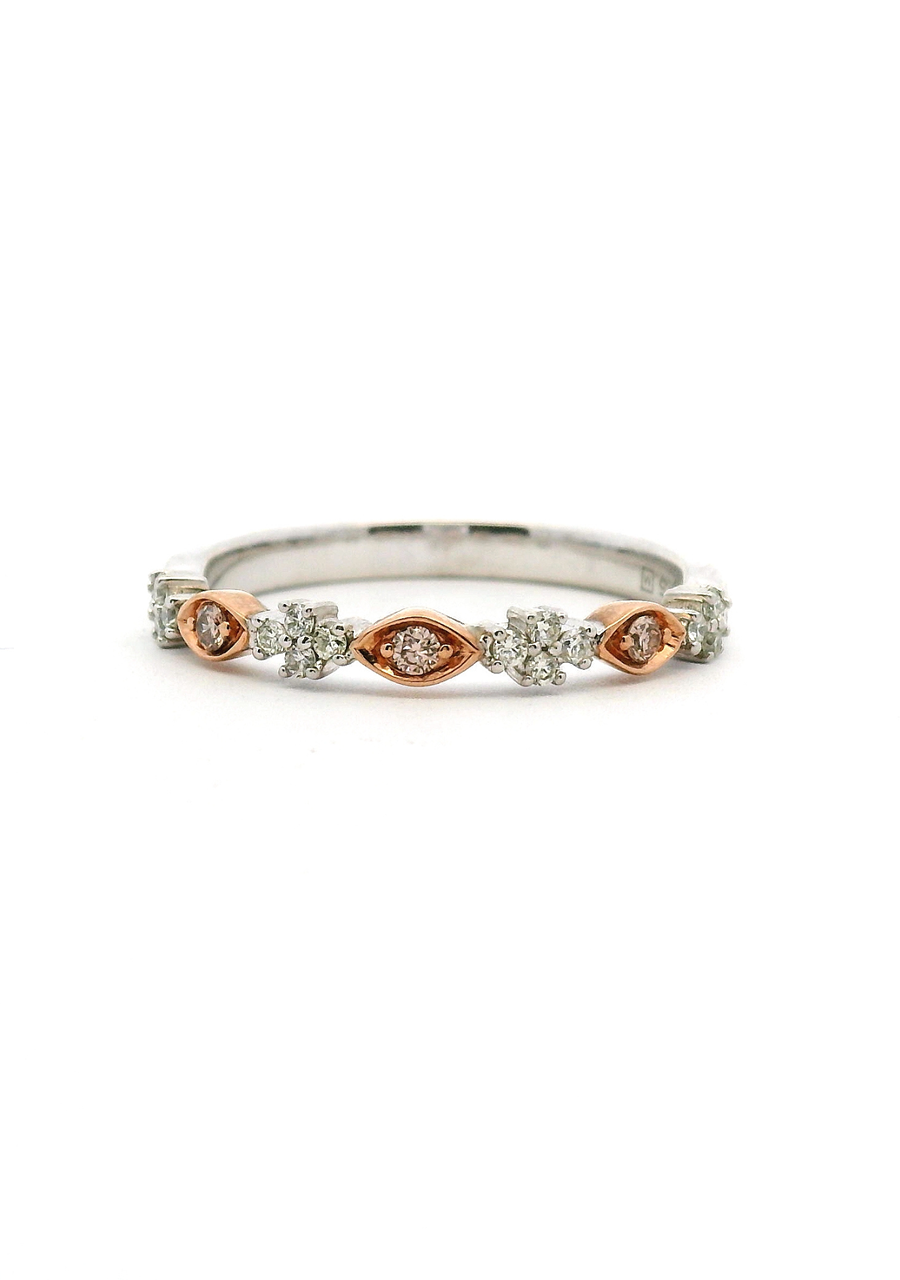 Pink Diamond & White Diamond 9k White & Rose Gold Ring