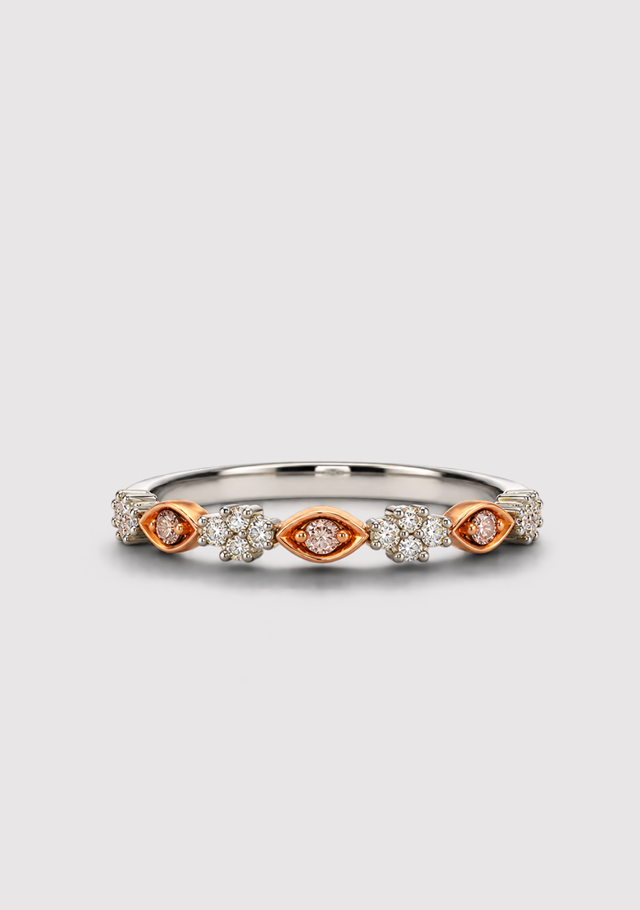 Pink Diamond & White Diamond 9k White & Rose Gold Ring