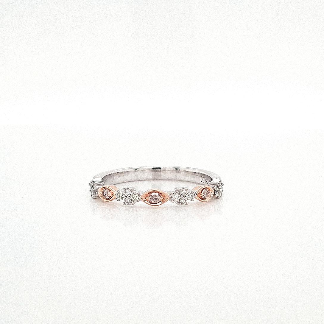 Pink Diamond & White Diamond 9k White & Rose Gold Ring