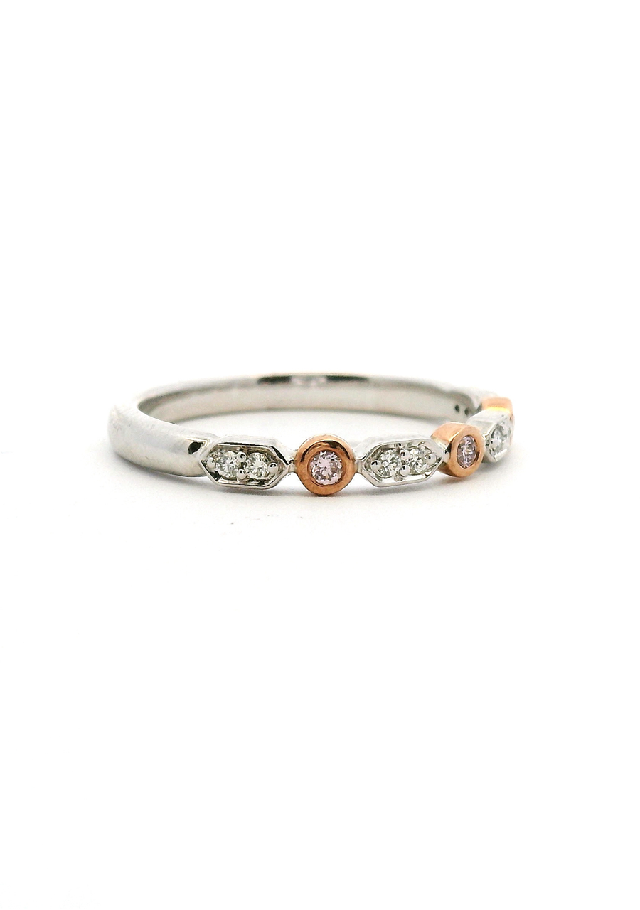 Pink Diamond & White Diamond 9k White & Rose Gold Ring
