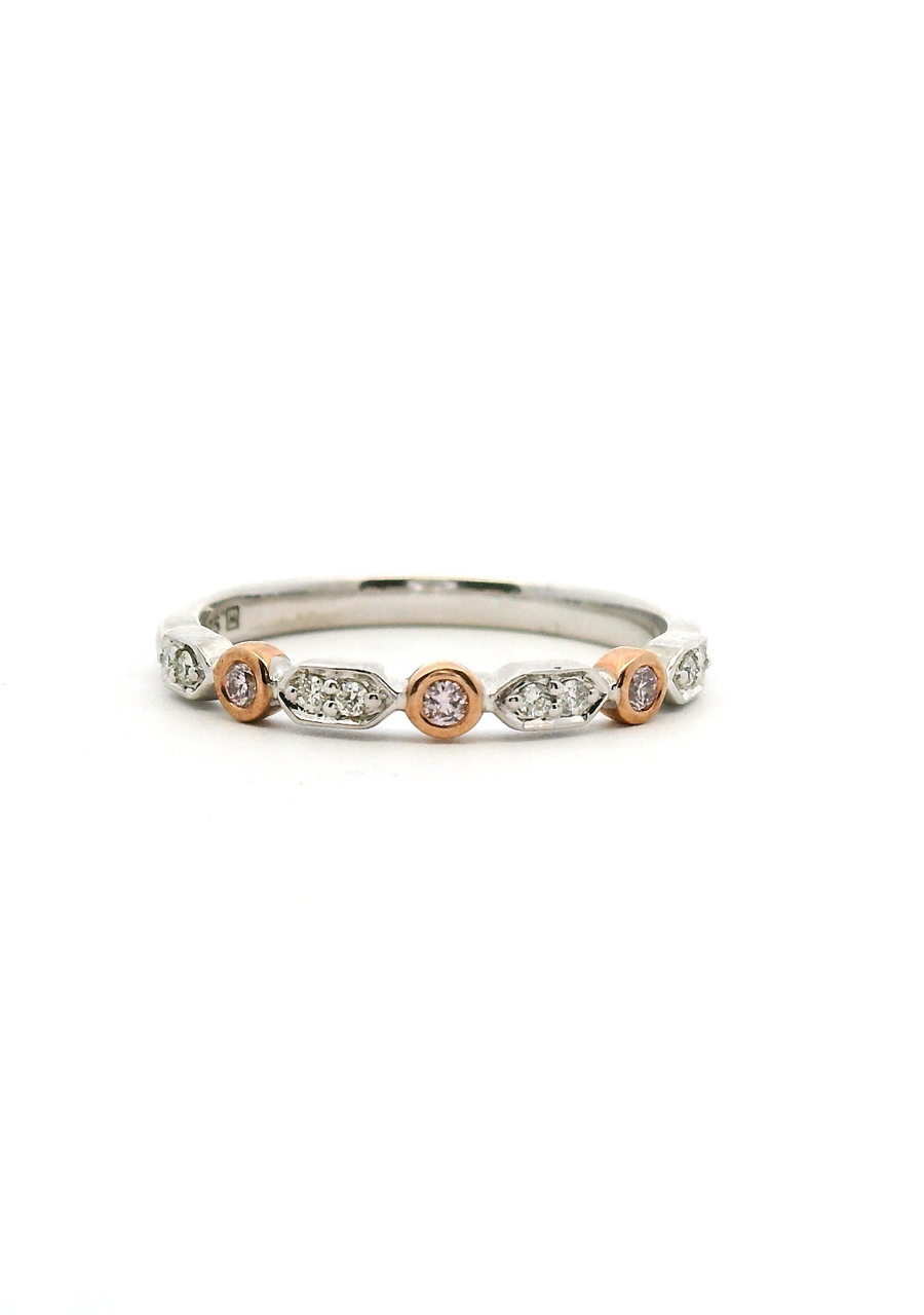 Pink Diamond & White Diamond 9k White & Rose Gold Ring