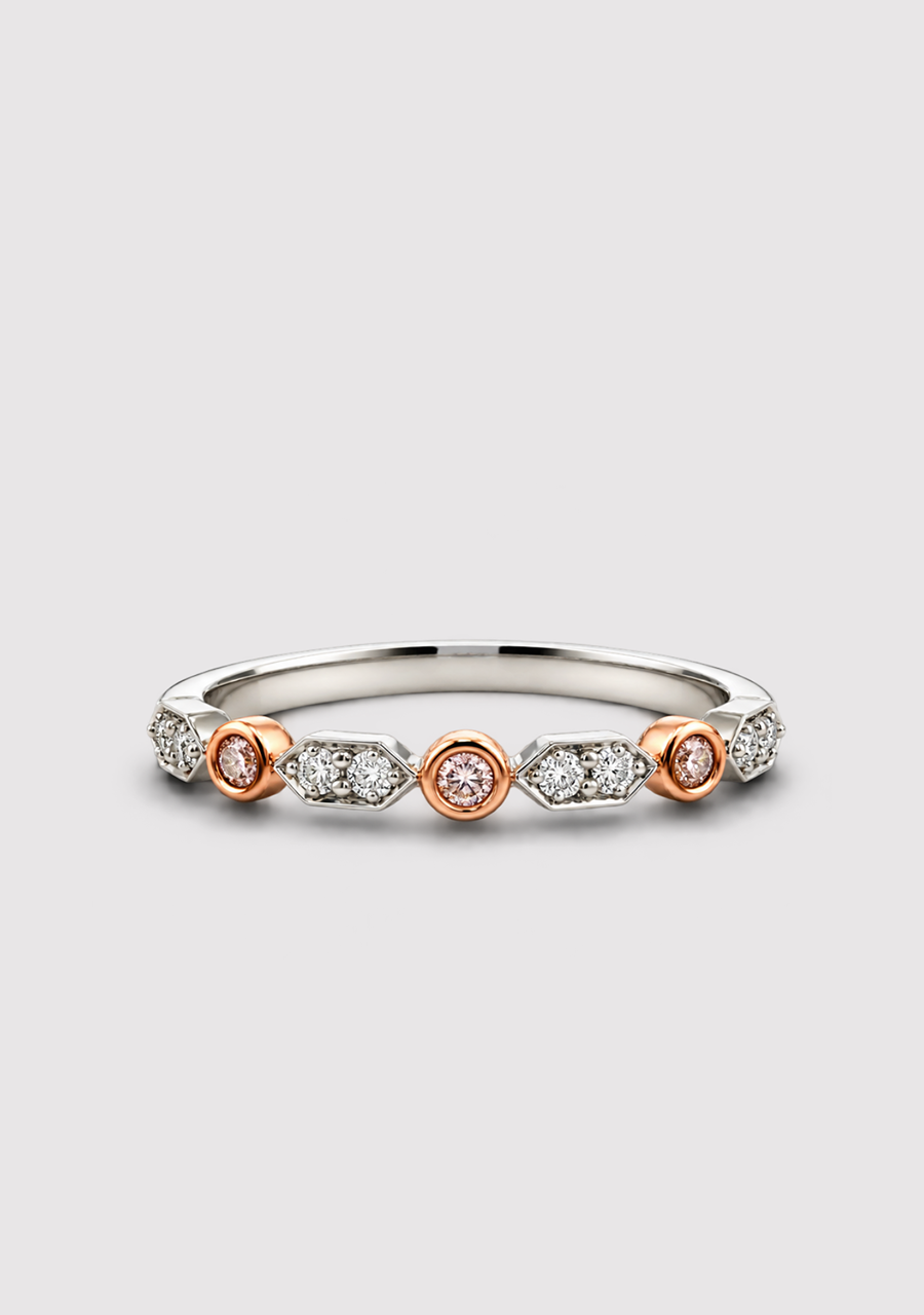 Pink Diamond & White Diamond 9k White & Rose Gold Ring