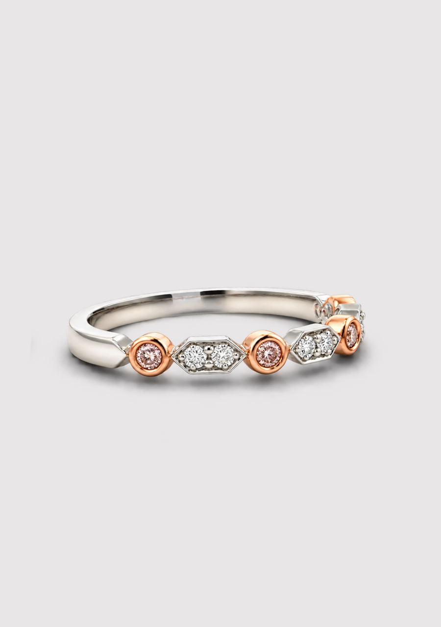 Pink Diamond & White Diamond 9k White & Rose Gold Ring
