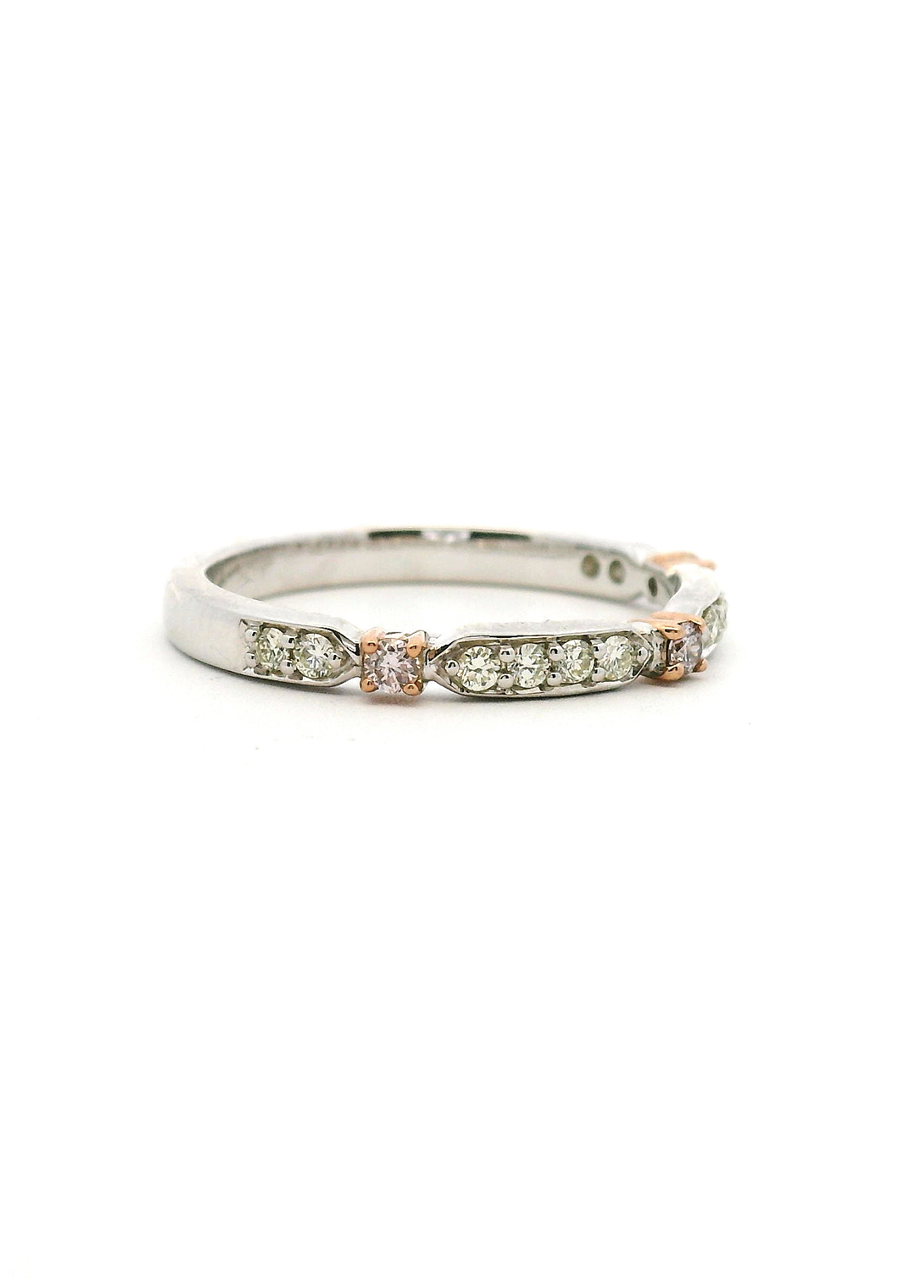 Pink Diamond & White Diamond 9k White & Rose Gold Ring