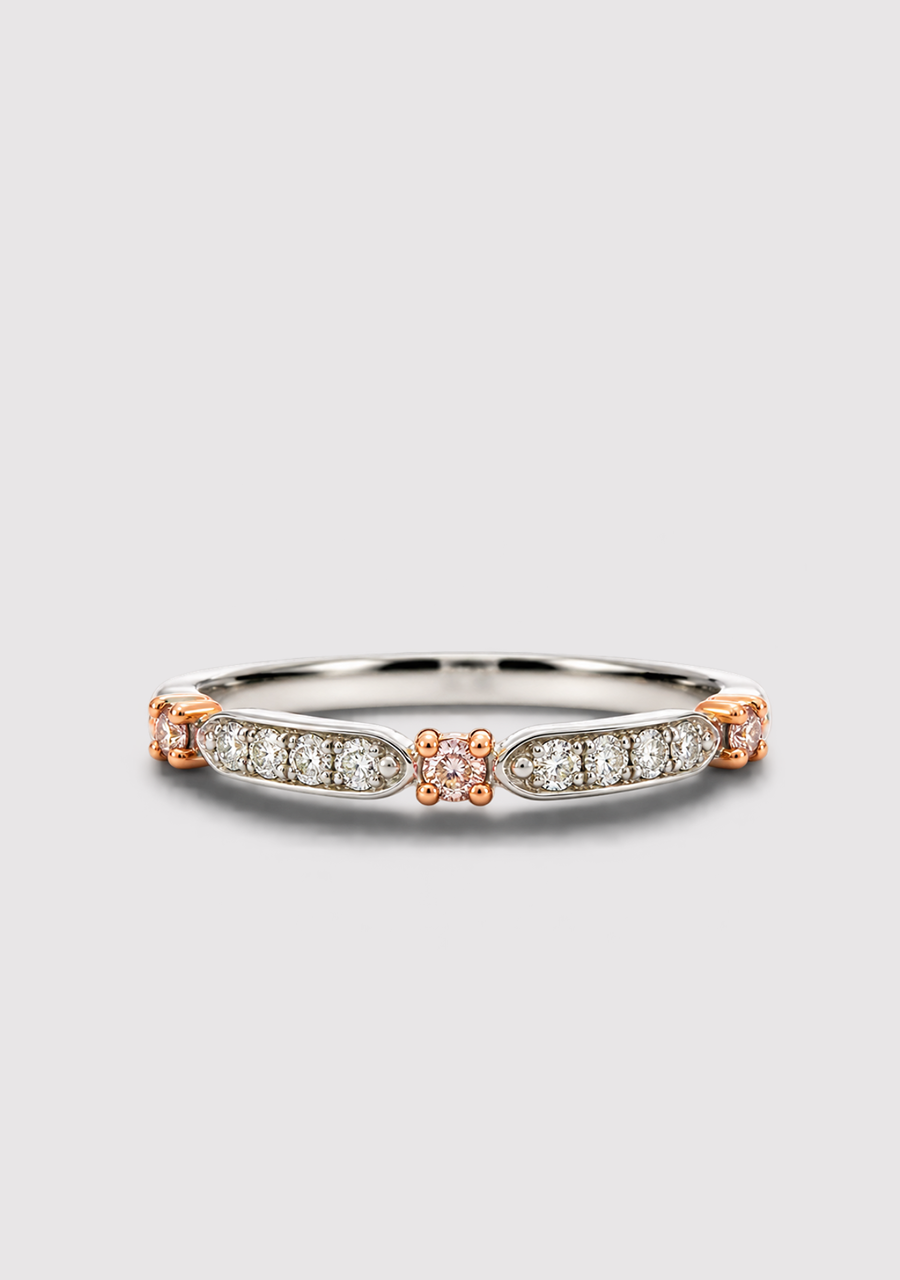 Pink Diamond & White Diamond 9k White & Rose Gold Ring