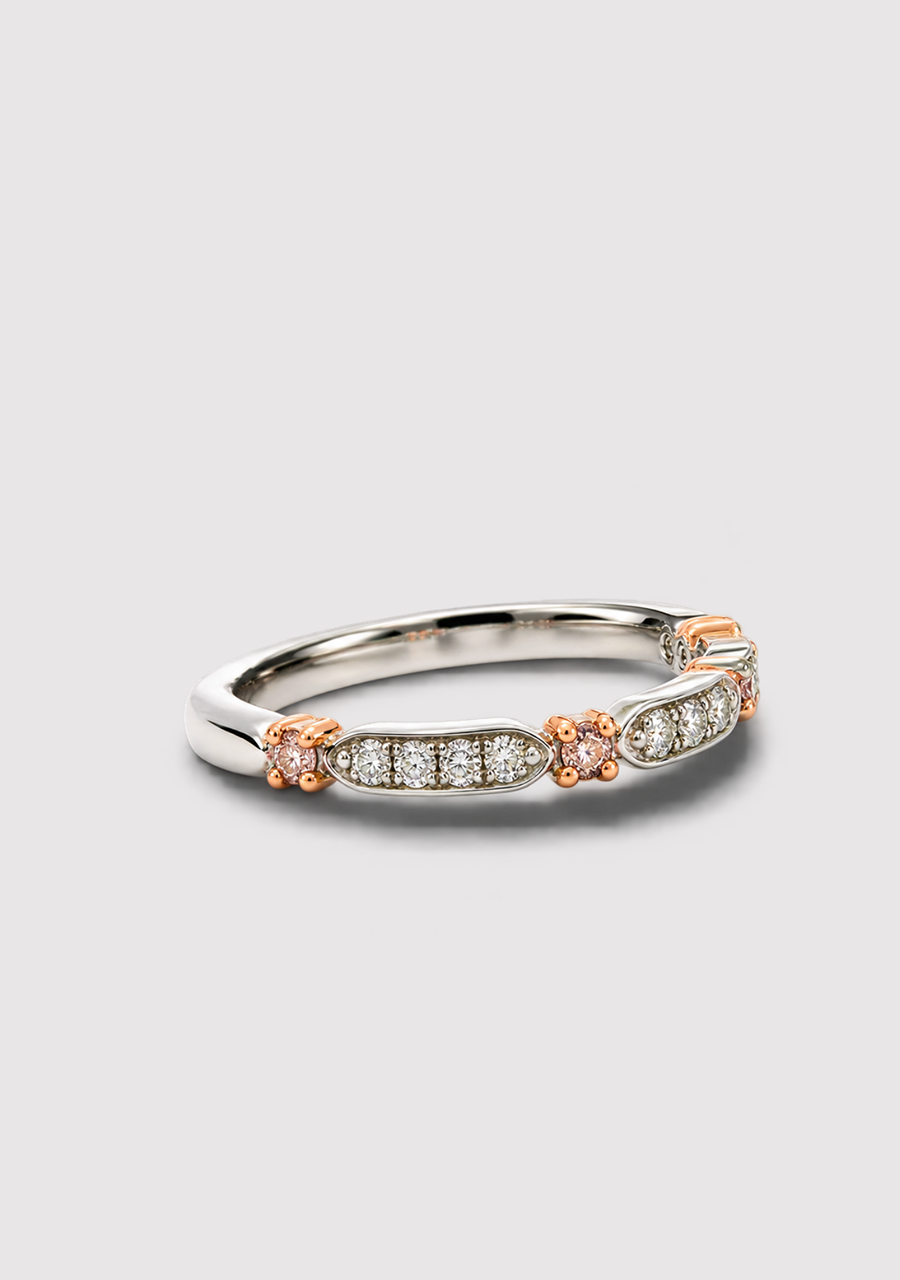 Pink Diamond & White Diamond 9k White & Rose Gold Ring