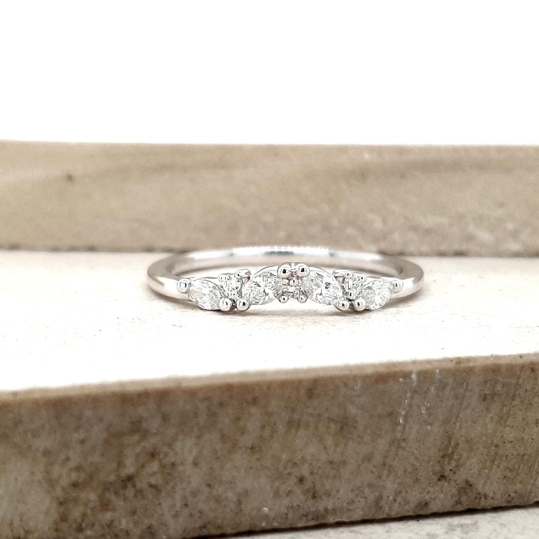 The Georgia Setting 18ct White Gold Marquise & Round Diamond Wedding Ring