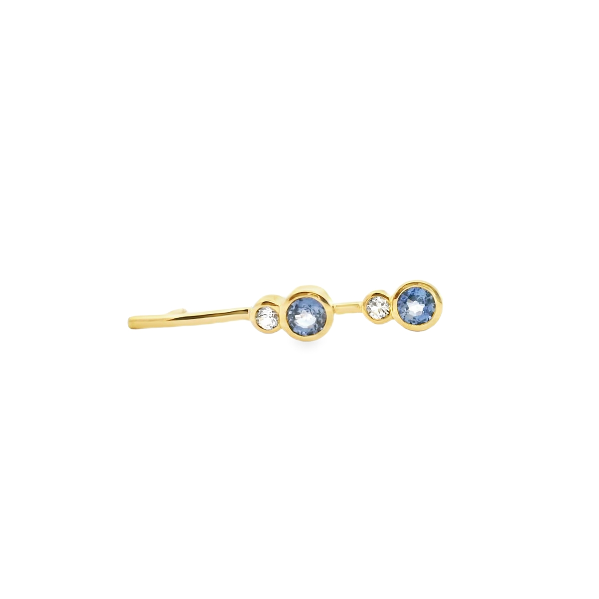 Ceylonese Sapphire & White Sapphire 9k Yellow Gold Drop Stud Earrings