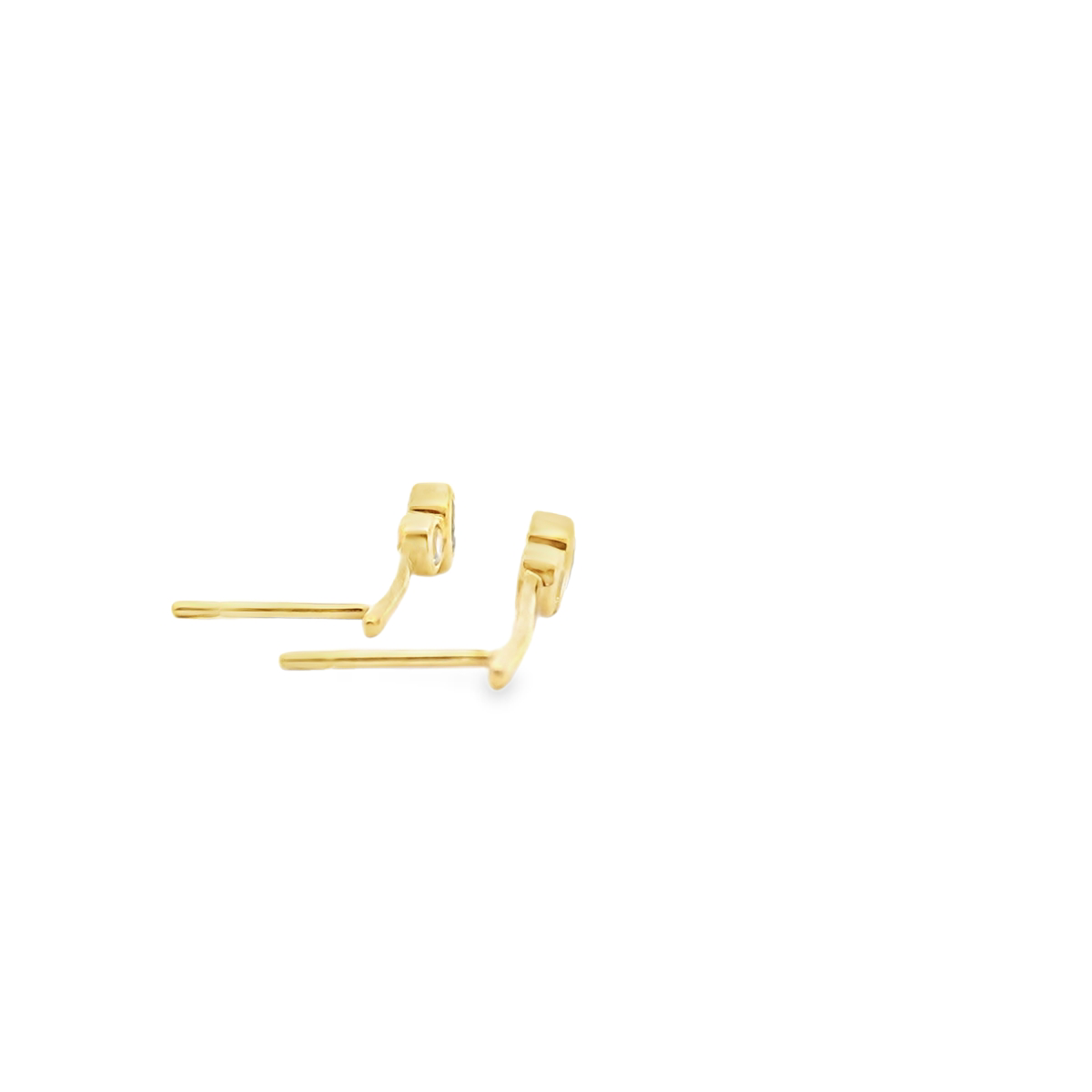 Ceylonese Sapphire & White Sapphire 9k Yellow Gold Drop Stud Earrings