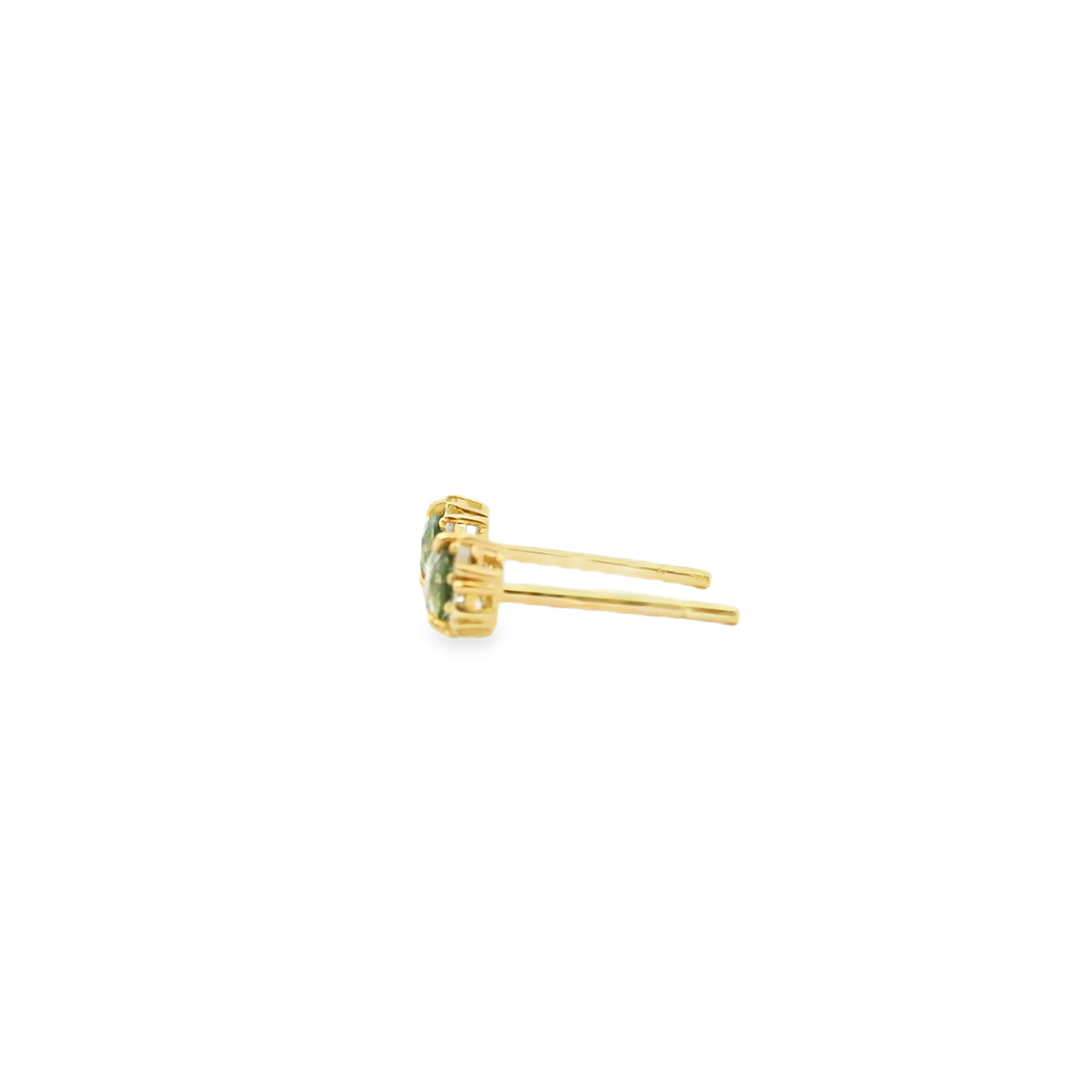 Mint Tourmaline & Diamond 9k Yellow Gold Stud Earrings