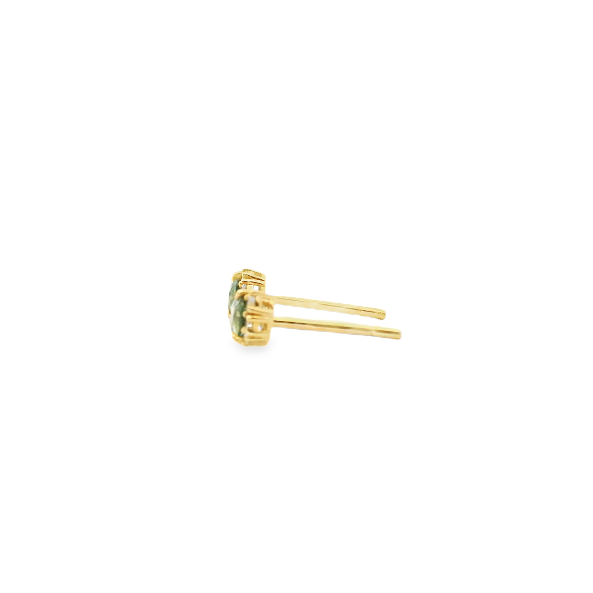 Tourmaline Mint & Diamond 9ct Yellow Gold Stud Earrings