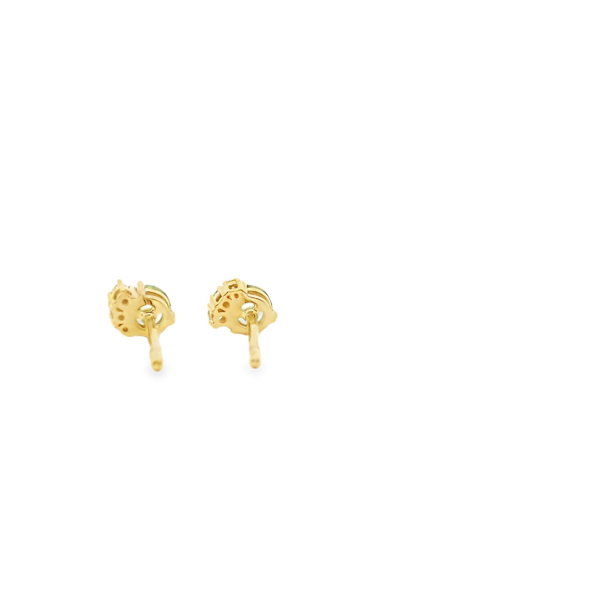 Tourmaline Mint & Diamond 9ct Yellow Gold Stud Earrings