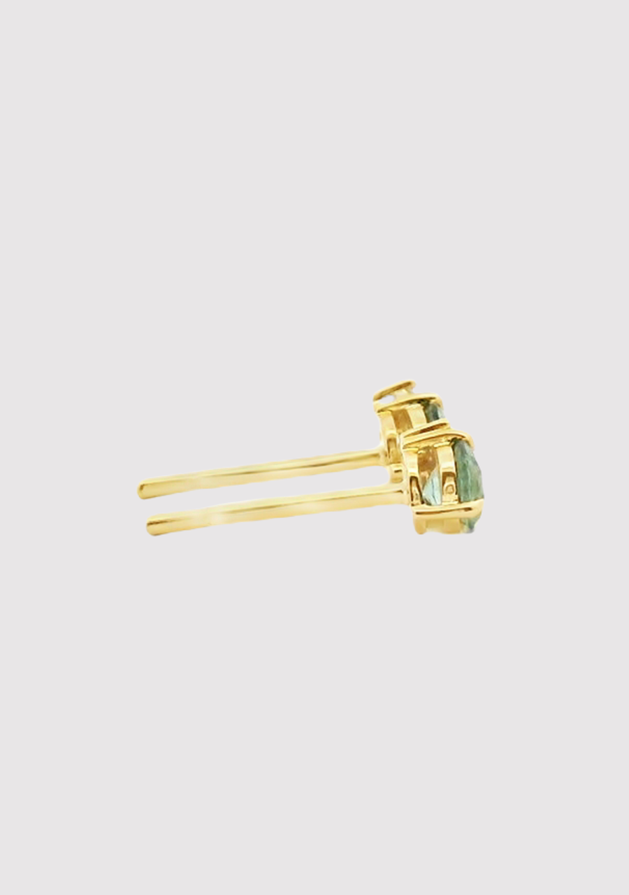 Mint Tourmaline & Diamond 9k Yellow Gold Stud Earrings