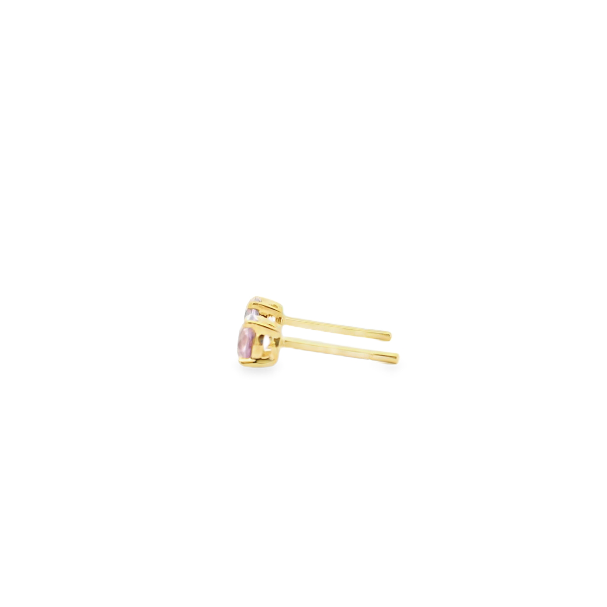 Pink Amethyst & Diamond 9ct Yellow Gold Stud Earrings