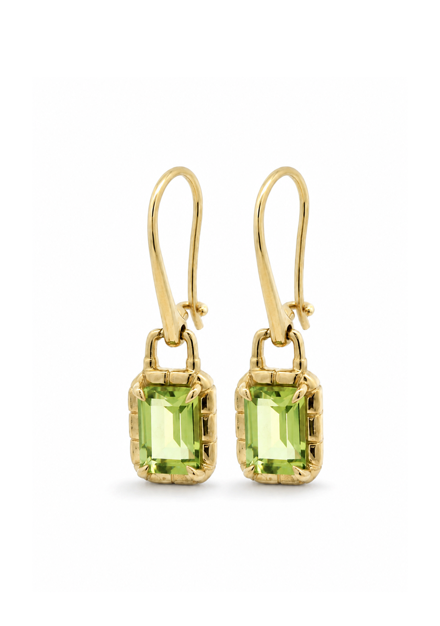 9ct yellow Gold Peridot Hook Earrings