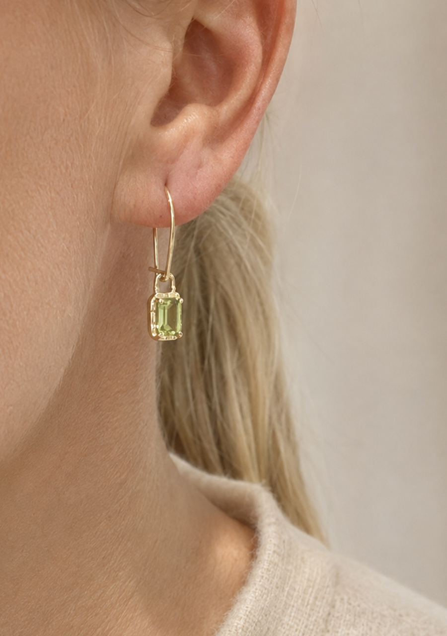 9ct yellow Gold Peridot Hook Earrings
