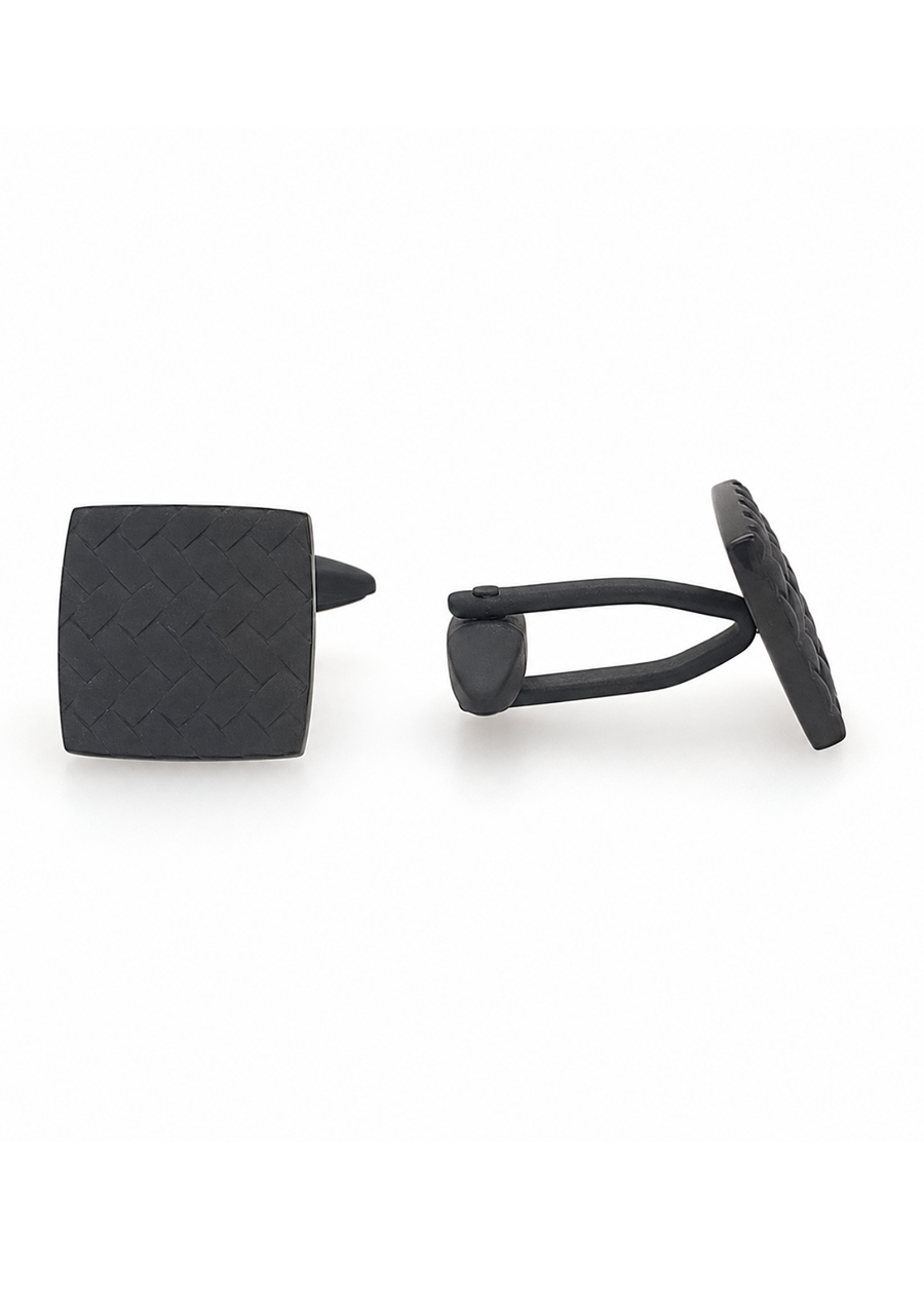Black Stainless Tyre Pattern Cufflinks