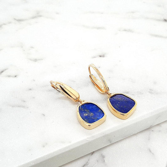 Lapis Lazuli 9ct Yellow Gold Drop Earrings