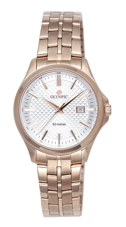 Olympic Ladies Champagne White Dial With Link Strap